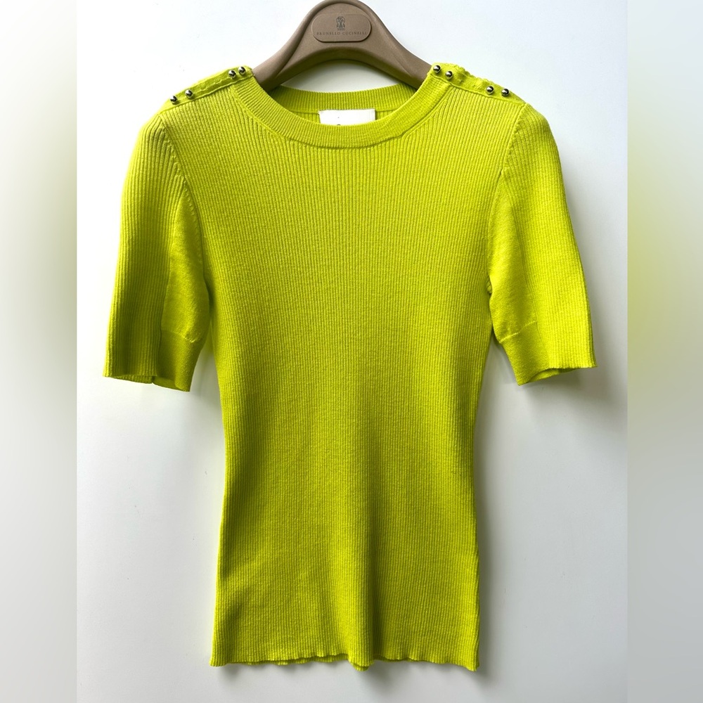 EUC 3.1 Phillip Lim Lime Green Ribbed Knit Top, XS